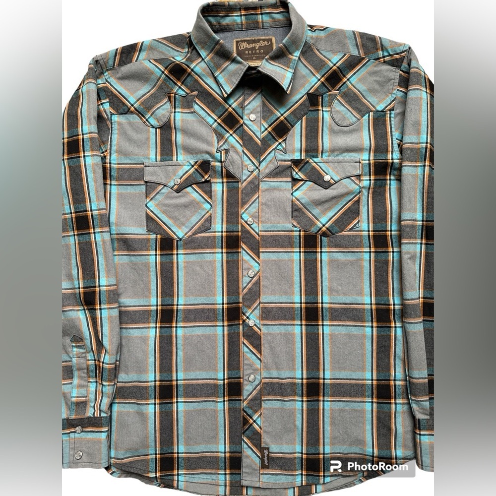 Wrangler Retro Western Pearl Snap Plaid Shirt Men’s XL